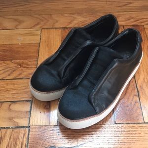 MADE black leather slip on sneakers